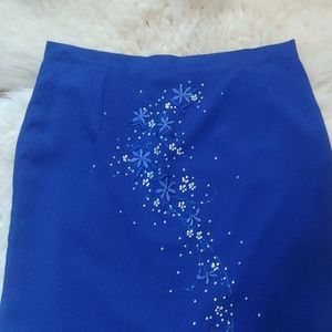 Vintage Royal blue Homemade Asian maxi skirt
